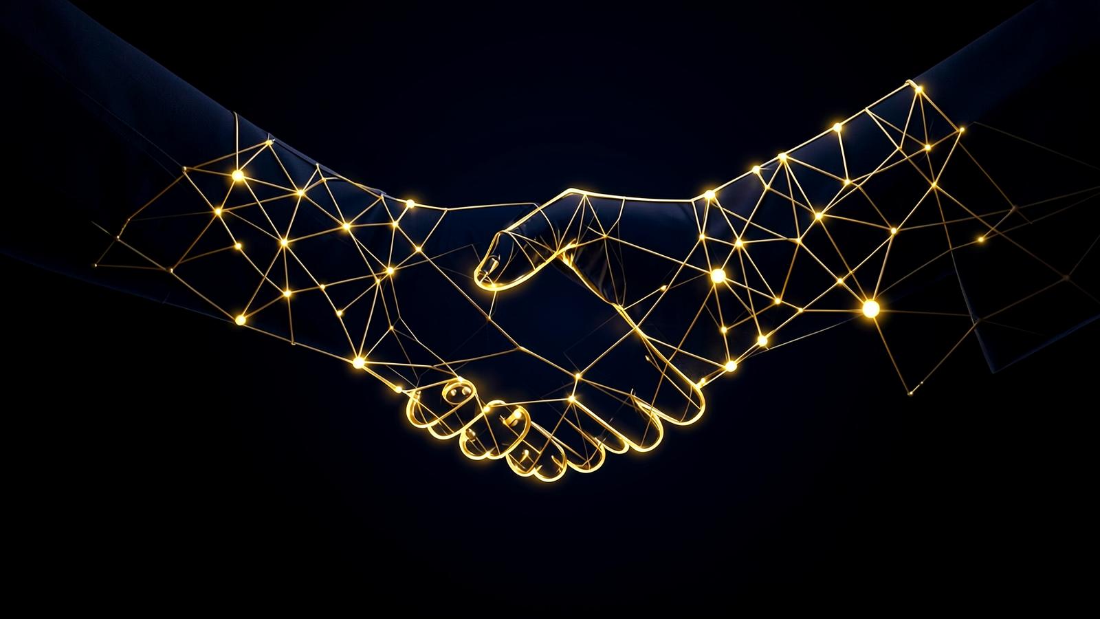 Abstract golden network representing QB partner integrations